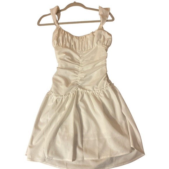 Peppermayo White Ruched Graduation Mini Dress - Picture 1 of 6
